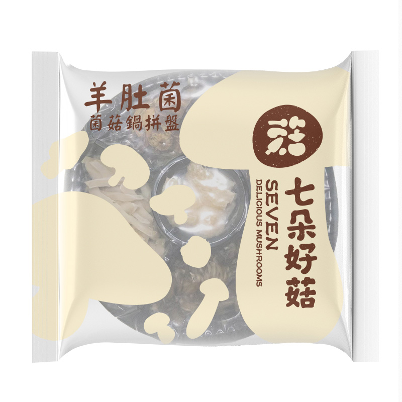 Soup base with frozen cooked assorted premium mushroom | 七朵好菇-羊肚菌菌菇锅拼盘 350g