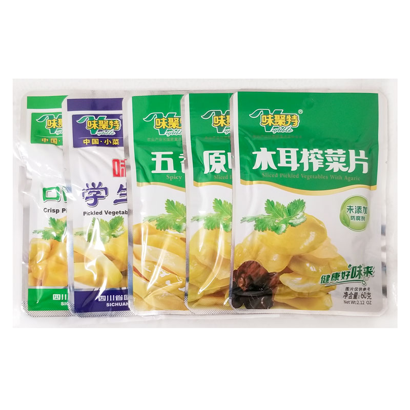 WJT-Pickled Vegetables | 味聚特五连包榨菜(木耳/五香/原味/口口脆/学生) 300g