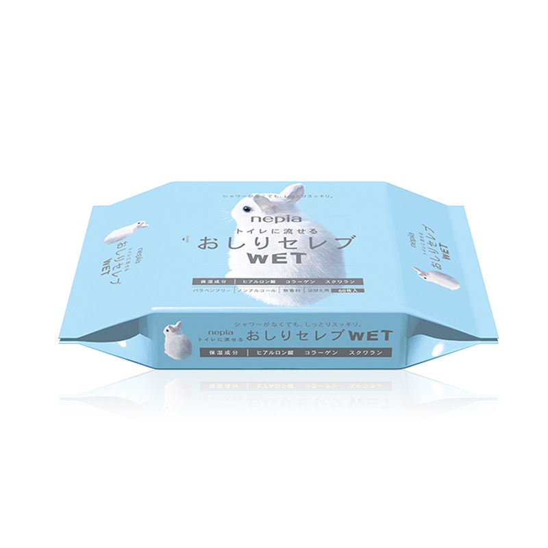 Nepia Oshiri Celebrity Flushable Wipes Refill 60 Sheets | 妮飘柔软湿厕纸 补充装 60抽