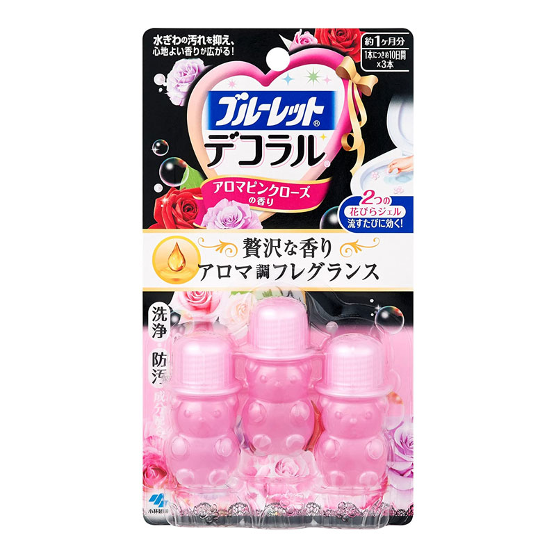 Kobayashi Bluelet Decoral Toilet cleaning gel(Aroma Pink Rose Fragrance) | 小林制药花瓣香氛洁厕凝胶(粉红玫瑰香)7.5g x3入