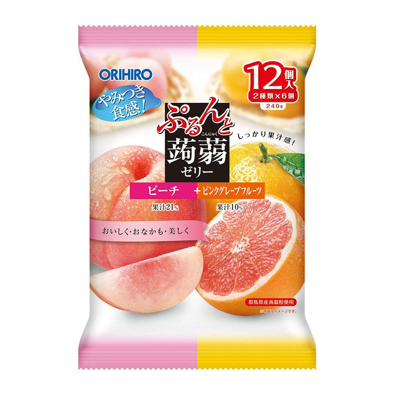 Orihiro-Konjac Jelly (Peach+Grapefruit) | 立喜乐蒟蒻果冻(桃子＋红葡萄柚) 20g×12个
