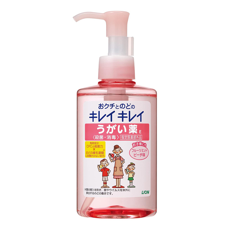 Lion Kirei Kirei Mouthwash Fruit mint peach flavor | 狮王趣净漱口水水果薄荷蜜桃味 200ml