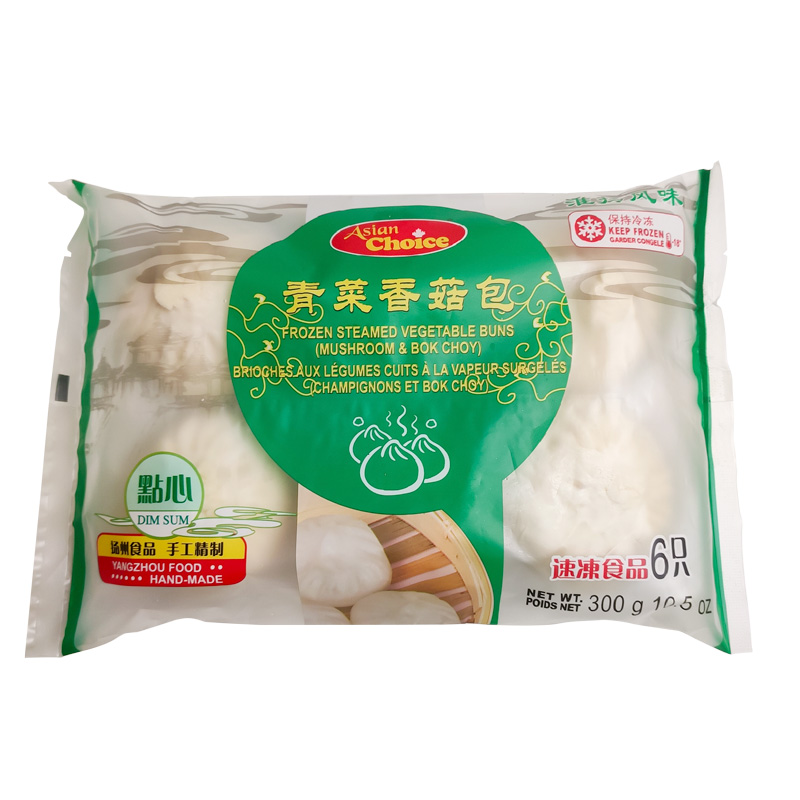 AC-FROZEN STEAMED FLOUR BUN(MUSHROOM&GREEN VEGETABLE) | 素青菜香菇包 300g