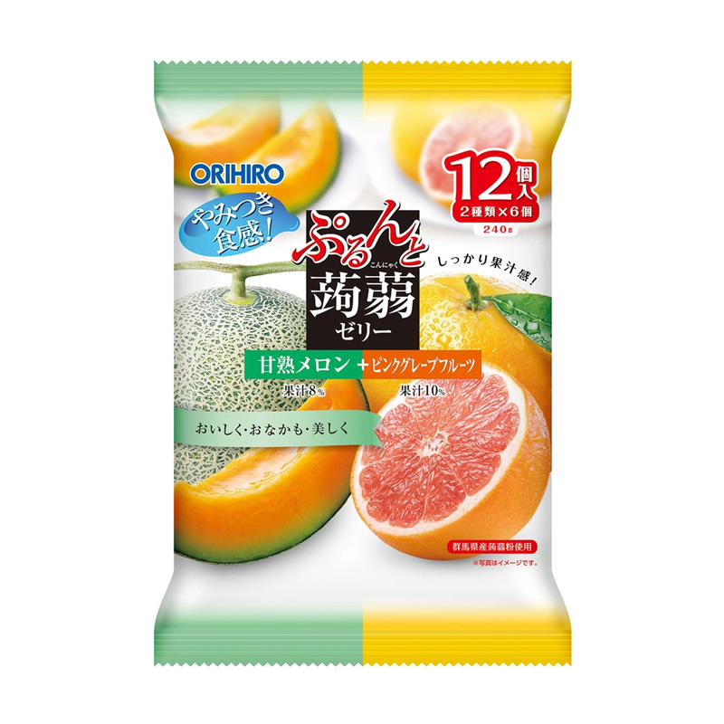 ORIHIRO-Konjac Jelly (Sweet Ripe Melon + Pink Grapefruit) | 立喜乐蒟蒻果冻(甜瓜＋西柚) 240g(20g×12)