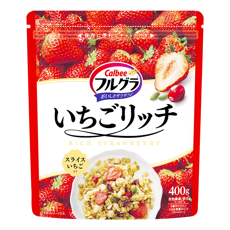 Calbee Frugra Cranol Rich Strawberry | 卡乐比富果乐水果麦片富草莓 400g
