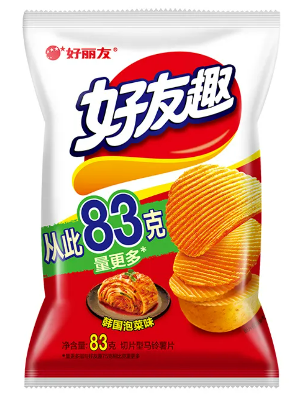 Orion-Wave Potato Chip Kimchi Flavor | 好丽友好友趣凹凸薯片泡菜味 83g