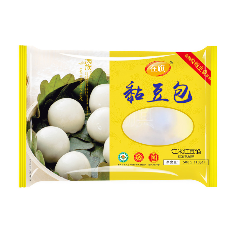 ZQ-Steamed Sticky Rice Buns(Stuffed With Red Bean Paste) | 在旗江米红豆粘豆包500g(10pcs)