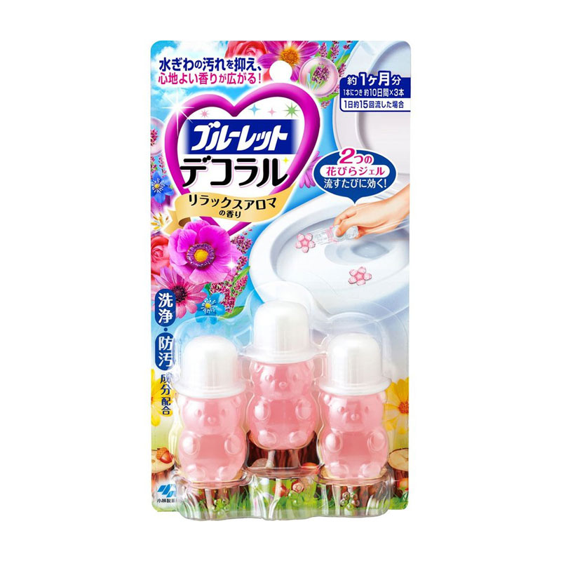 Kobayashi Bluelet Decoral Toilet cleaning gel(Relaxing Aroma Fragrance) | 小林制药花瓣香氛洁厕凝胶(舒缓花香)7.5g x3入