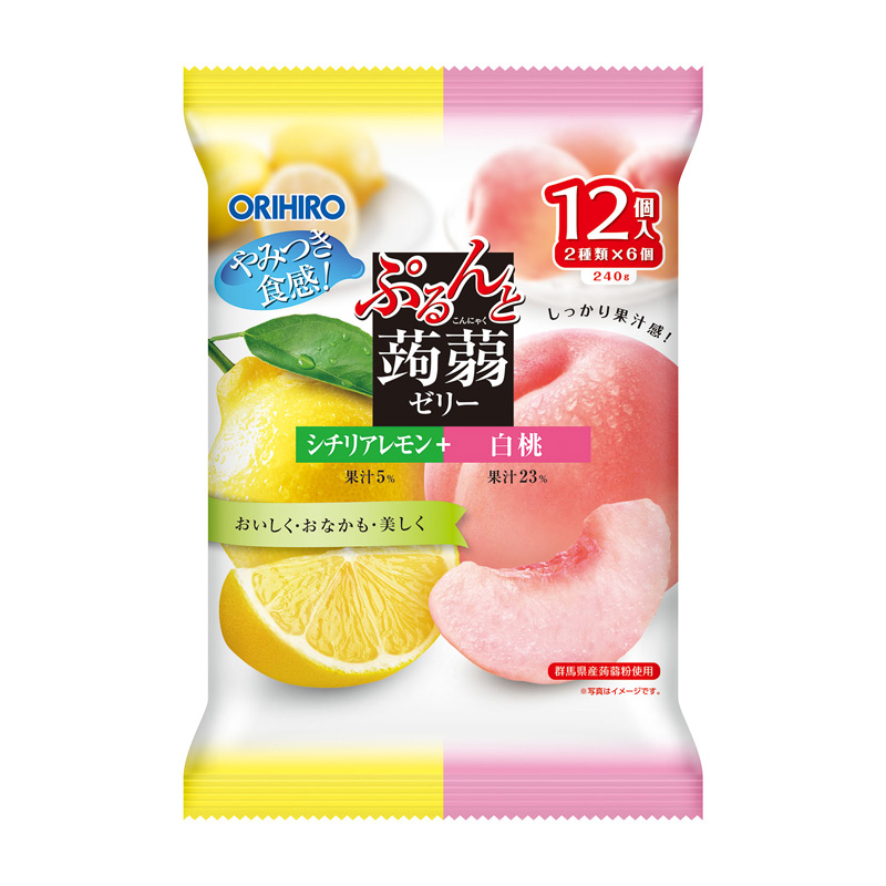 ORIHIRO-Konjac Jelly (Sicilian Lemon + White Peach) | 立喜乐蒟蒻果冻(西西里柠檬+白桃) 240g(20g×12)